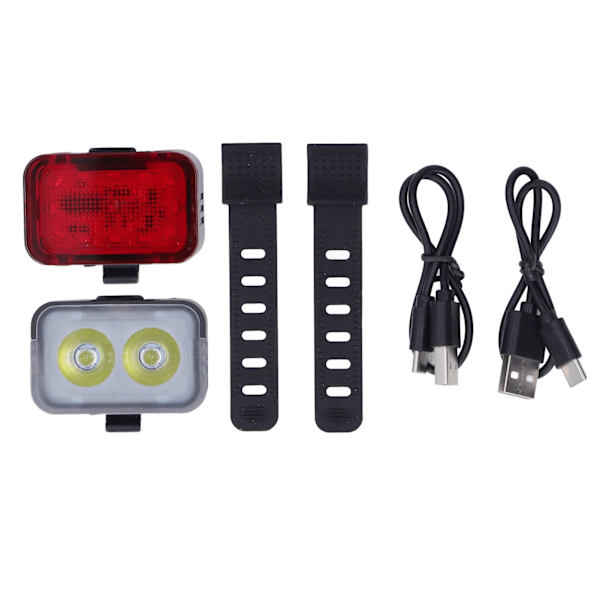 Sykkellyssett USB-lading Hodelykt Baklyssett Vanntett Sykkeladvarselslys