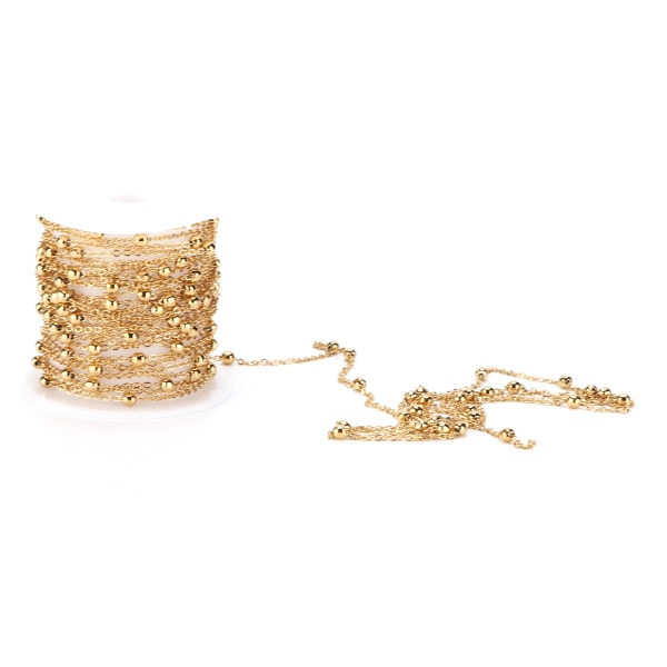 Smyckekedjor DIY Metallpärla Rostfri Gyllene Kedjespole för tröja Kläder Halsband Armband Smyckenstillverkning