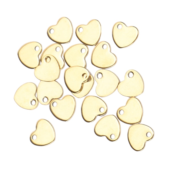 20 stk DIY hjerteformet vedhæng i rustfrit stål med tilbehør til fremstilling af hulsmykker (guld 6,5 x 7 mm)