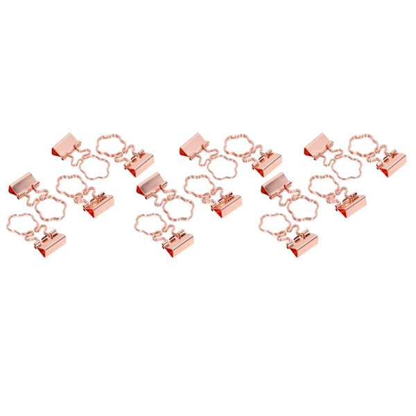 15 st roséguld-klämmor med stark klämkraft, små metallklämmor för kontor, skola, näckros