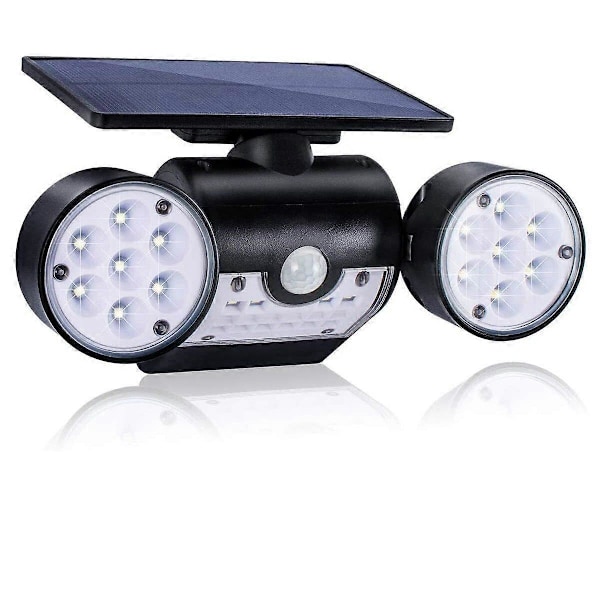 Solcellslampa för utomhusbruk, Solcellsvägglampa för utomhusbruk, med 30 vattentäta dubbla LED-strålkastare, 360 graders rotation, med rörelsesensor för trädgård