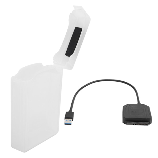SATA USB 3.0-adapter 2,5 tum 3,5 tum SSD HDD hårddisk kabel datortillbehör skyddslåda (vit)