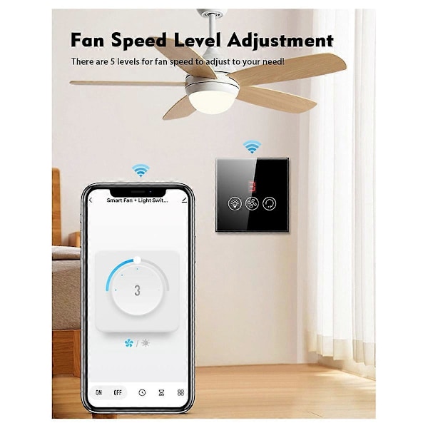 Tuya Smart Switch Controller EU-kontakt Takfläkt Lampa Strömbrytare Vit