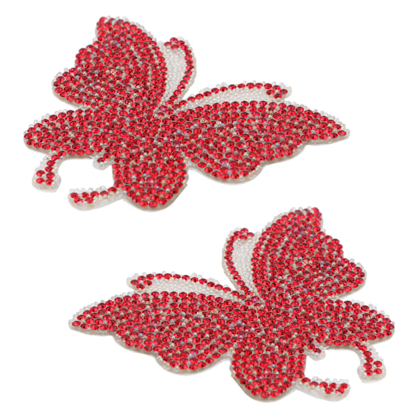 Krystall Butterfly Sticker Shiny Adhesive Hot Rhinestone for Dekorasjon Klær Bil Datamaskin Rød