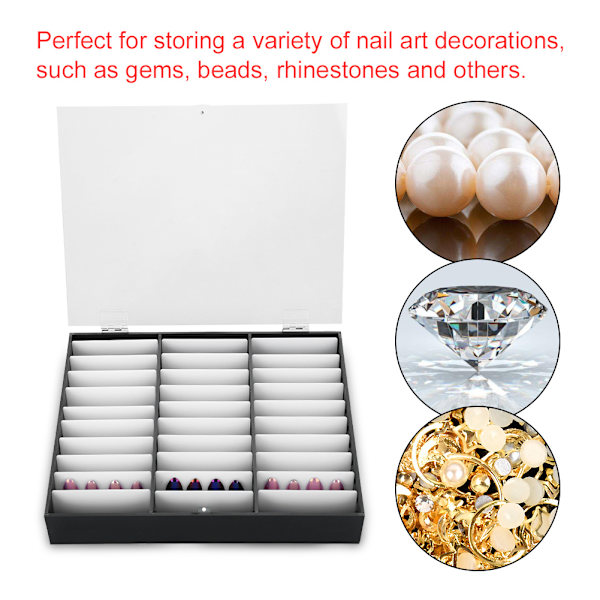 Nail art Tom spikspetsar Förvaringslåda Fake Nail Display Case (svart)