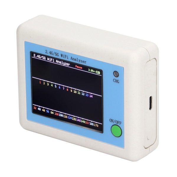 2.4G 5G WIFI-analysator 2.4 tommers TFT-fargeskjerm Lysindikasjon Nettverkssignal Skanner Analysator