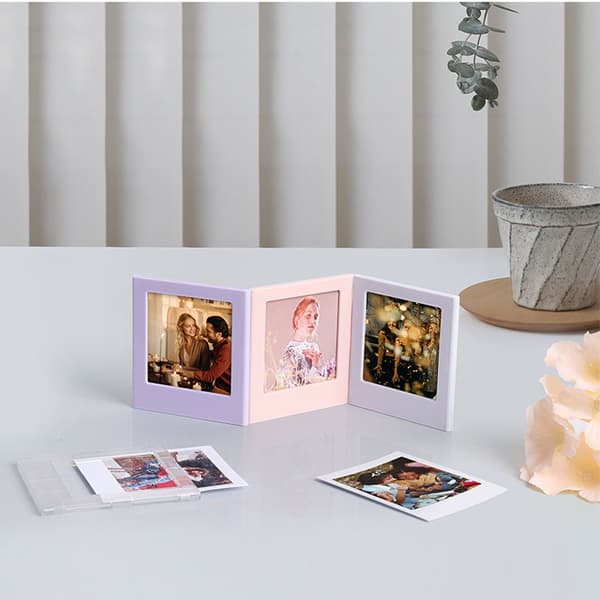 Dobbeltsidet Magnetisk Lomme Billedramme til Fujifilm Instax Square - Lilla