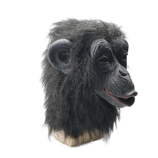 Halloween Ape Cosplay Maske Full Dekning Latex Hodeplagg for Voksen Grå