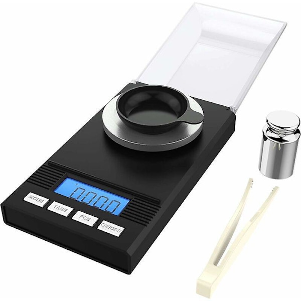 Mini Elektronisk Køkkenvægt 0,001g/50g Præcisionsvægt, LCD-Display, Smykkevægt med Pincet og Vejebakke