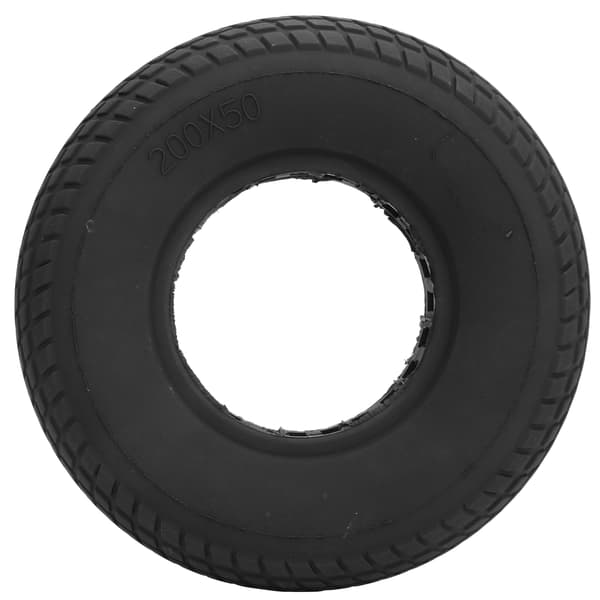 200x50mm Eksplosjonssikkert solid dekk Gummihjul Hul ut demping for elektrisk sparkesykkel (Svart)