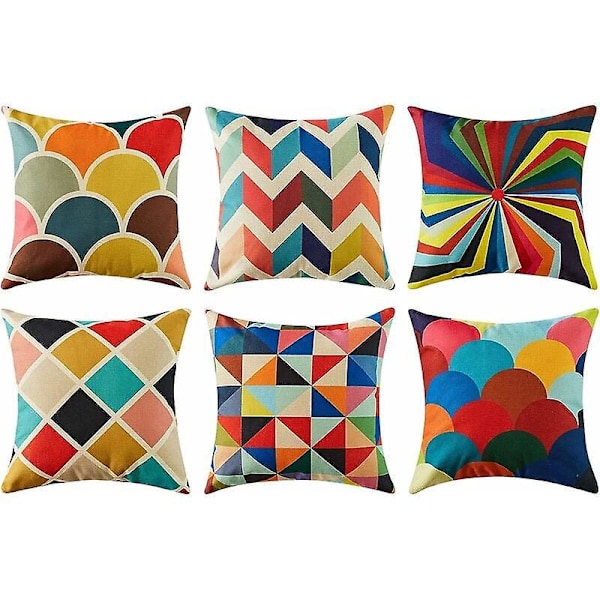 Putetrekk 45x45 cm Sofa Utendørs Hagemøbler Skandinavisk Dekorasjon 6 Stykker Bomull Lin Sett med Firkantede Putetrekk Barnerom Stol Ar