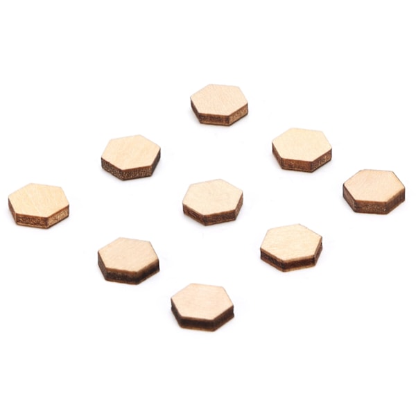 600 st träblock 0,4 tum robusta hållbara säkra Doodle-dekoration träflis hexagon för födelsedag bröllop