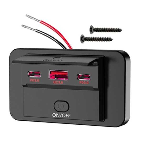 Auton USB-laturi Matkailuauton Laturipistorasia Paneeli Moottoripyörille Veneille Bussille Sininen Valo-Punainen Valo Punainen Valo