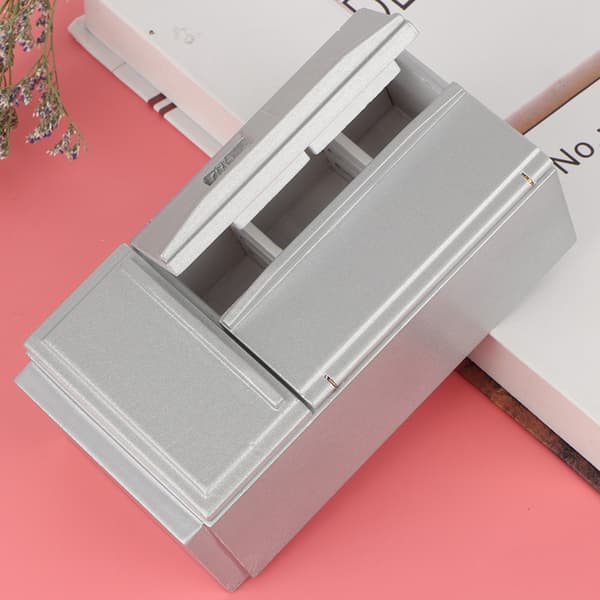 1:12 Mini Træ Køleskab Model Møbler Tilbehør til Dukkehus (Grå)