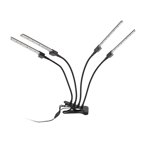 LED växtlampa 4 huvud flexibel fullspektrum belysning 5 växlar dimning klämma växt växer lampa med timing 100‑240V EU-kontakt