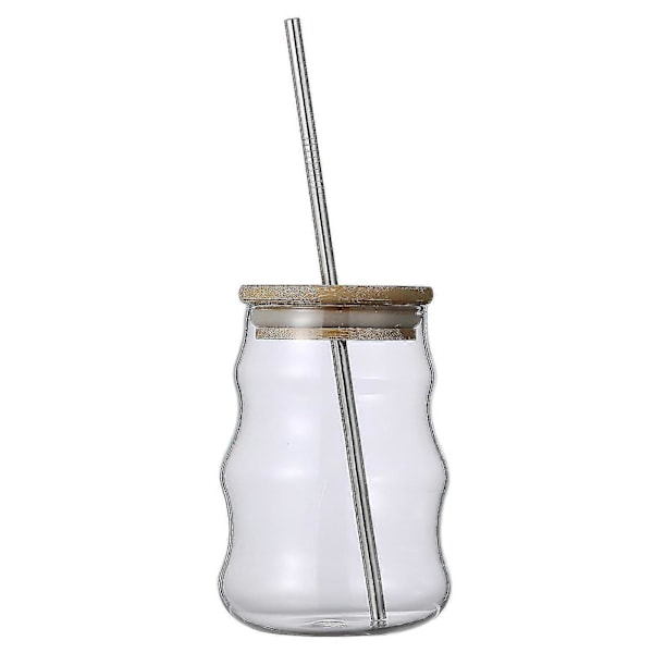 2024 Ny Kaffeglas Kop Med Sugerør Holdbar 500ml Transparent Stilfuldt Design Kreative Drikkeglas Hjem Køkkenartikler2