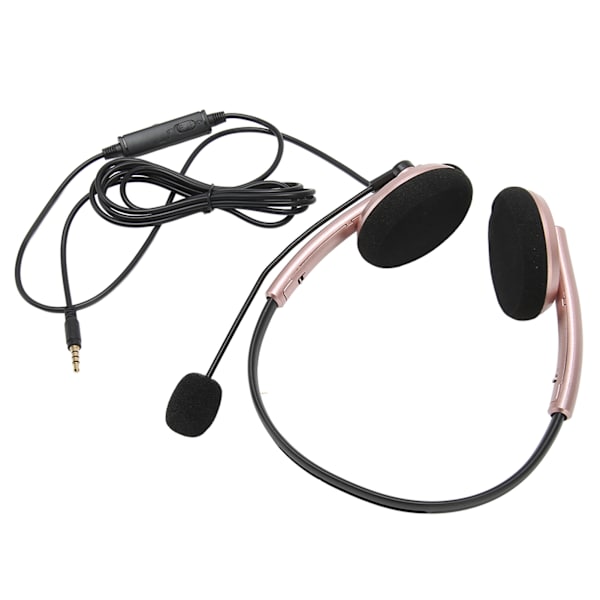 Callcenter-headset - Multifunktionelt, stilfuldt støjreducerende HD-opkaldshøreværn Telefon-headset Rosaguld Enkelt 3,5 mm