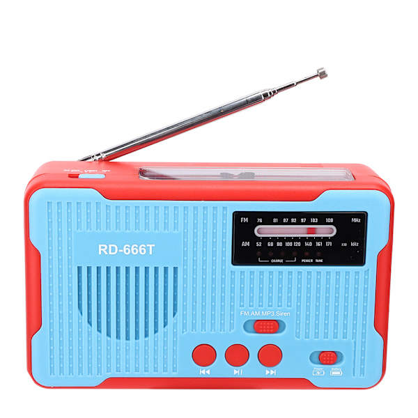 RD-666T Bärbar solcellsdriven nödhandvev AM FM-radio med LED-ficklampaBlå