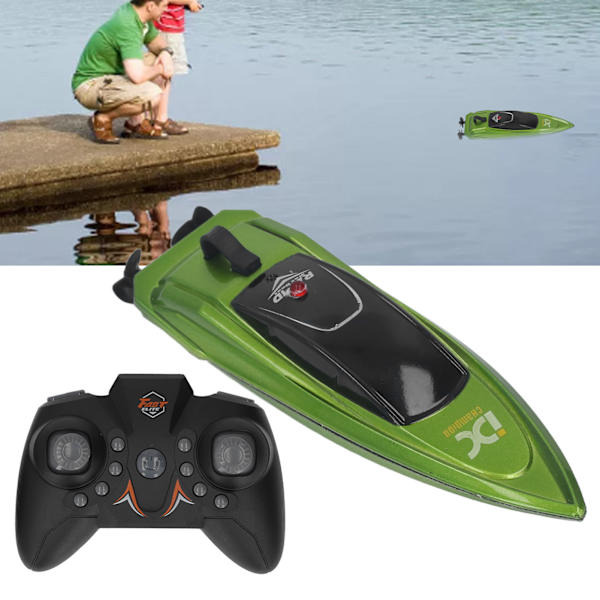 Höghastighets elektrisk leksaksbåt - USB uppladdningsbar, vattentät, minifjärrkontroll Speedboat-leksak (grön) Green