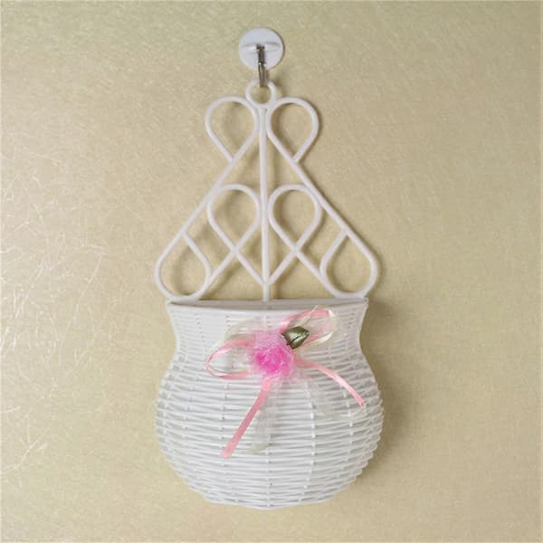 Plastic Wall Flower Basket for Plants, Decor, 1 Piece, White, Decorative Style