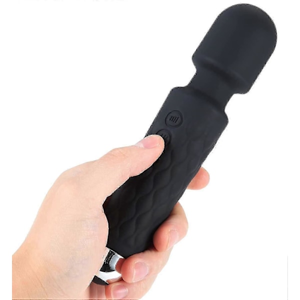 Personlig Massage Wand, Wand Massager med 8 Hastigheder 20 Vibrerende Mønstre, Støjsvag og Vandtæt, Sort