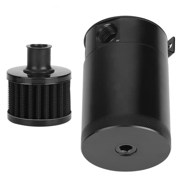 Universell oljeoppsamlingstank med 2 porter, dreneringsventil, pusteventil, baffel, 150 ml kapasitet