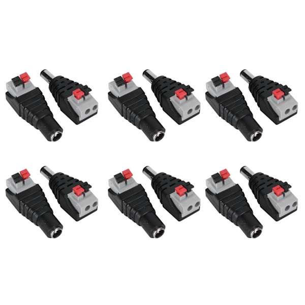10 par 12V han og hun DC strømstik adapter stik til tv-kamera sort og rød
