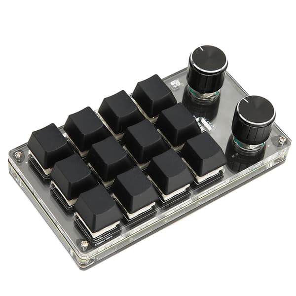12-tasters mekanisk tastatur understøtter kablet USB trådløs Bluetooth DIY programmerbart rødt switch makrotastatur med 2 knapper til spil