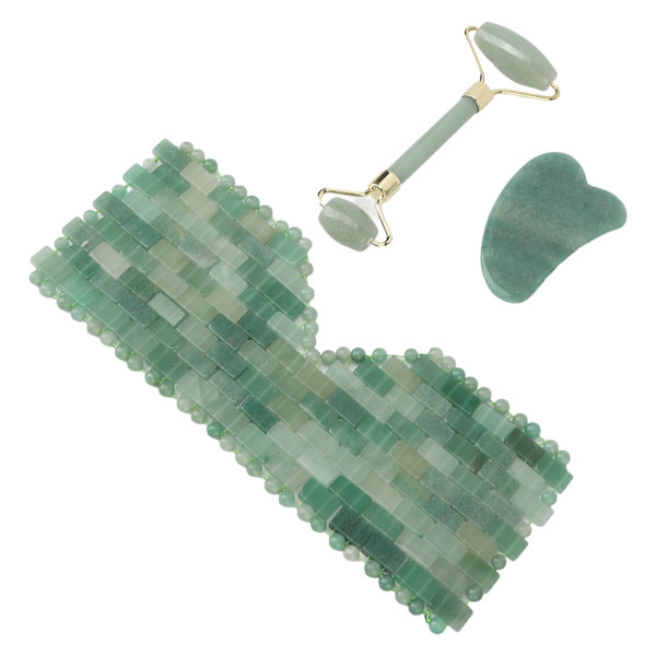 Jadestone ögonplatta rulle kylning lindra svullnad justerbar Jadestone ögonlock kit grönt