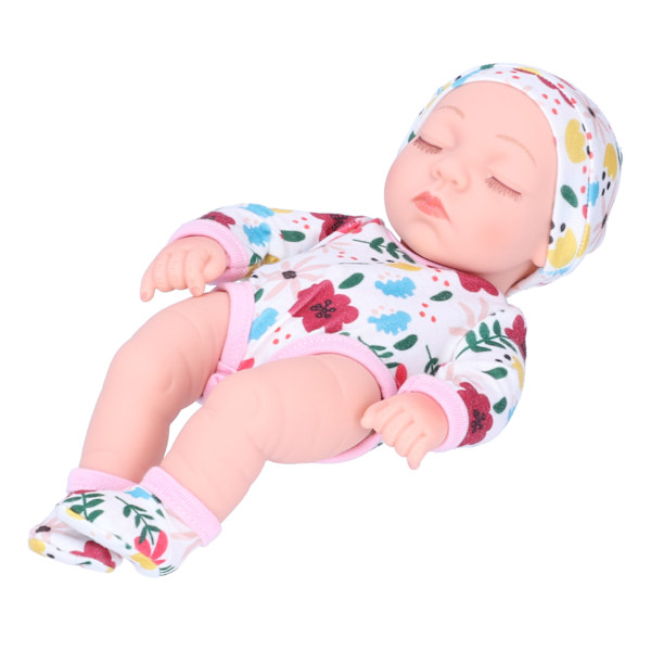 Simulerad vinyl söt docka Reborn babydocka barn födelsedagspresent med färgglada kläder 25cmQ10-026