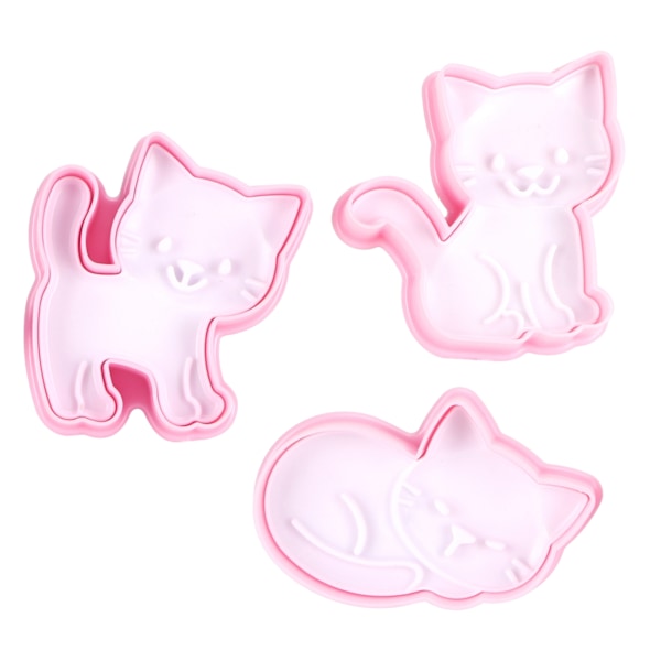 3 st Cartoon Cat-formade kakformar DIY bakning kexform set bakningstillbehör