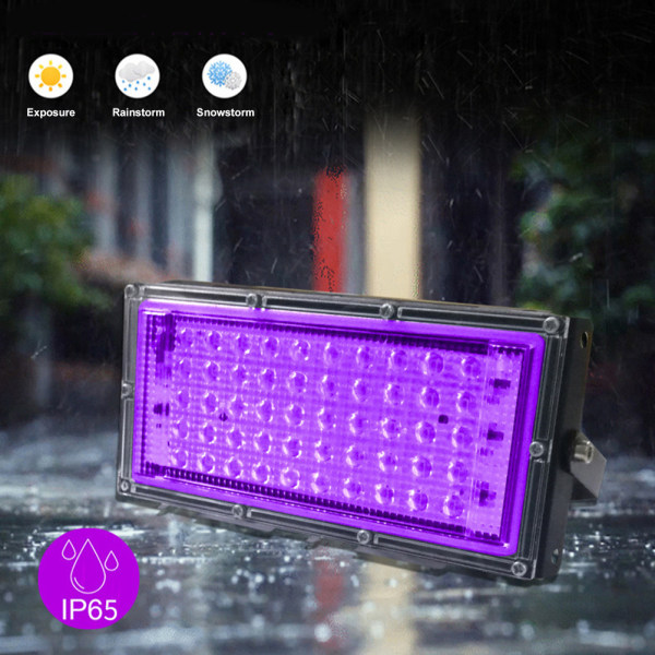 UV Sort Lys 50W LED Projektør Vandtæt Glødende i Mørket Sikker Ultraviolet Lampe til Scene Natklub