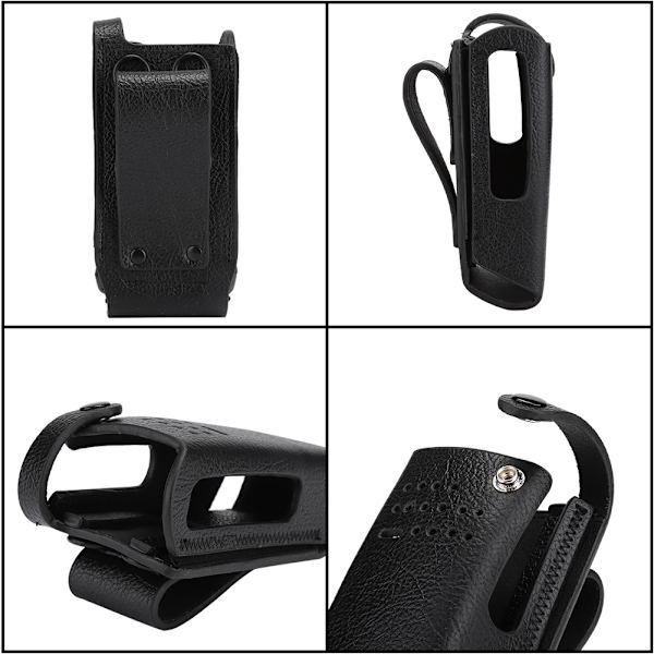 Hardt PU-skinnveske med ryggklemme/nylonskulderstropp for Motorola GP328D Walkie Talkie