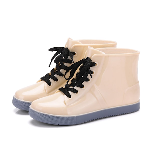 Korte regn støvler gennemsigtigt design skridsikkert mode elegant stil holdbart PVC vandtæt sko til voksne udendørs gennemsigtig sort (enkelt) 37