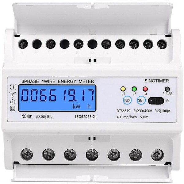 DTS6619-017 Trefas Fyra Trådar LCD 7P Bakgrundsbelyst Energimätare med Multifunktionell RS485 Energimätare