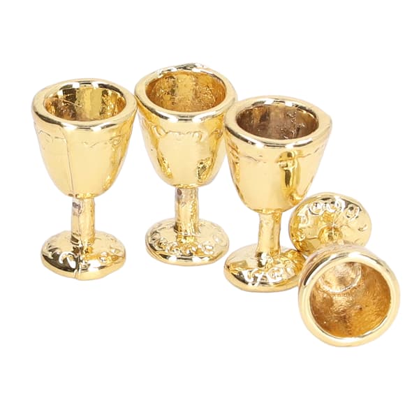 4 stk. Mini Champagneglas Simulation Miniature Champagneglas til 1:12 Dukkehusgylden
