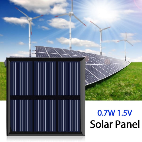 0,7W 1,5V Mini bærbart solcellepanel DIY Power Modullader for 1,2V batteri med ledning 70*70MM