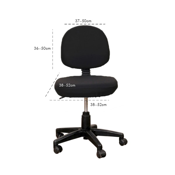 2 stk Universal Computer Kontorstol Ryggstøttetrekk Beskyttende Strekkbar Roterende Drafting Stol Sliptrekk Svart Black
