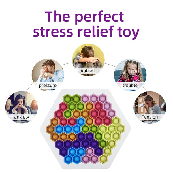 Hexagon Push Bubble Sensorisk Legetøj Autisme Særlige Behov Stressaflastende Silikone Dekompression Legetøj Vaskbart Byggeklods Puslespil til Børn