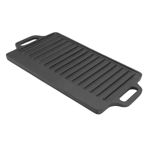 Grillplade Støbejern Teppanyaki Plade Fortykket Rektangulær Dobbeltsidet Grill 40x20CM