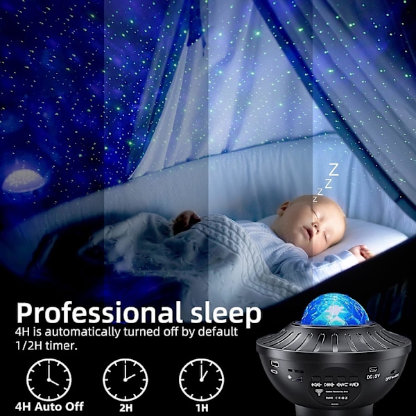 Bluetooth Galaxy Stjernehimmel Projektorlampe med Musik Synkronisering Nattlys