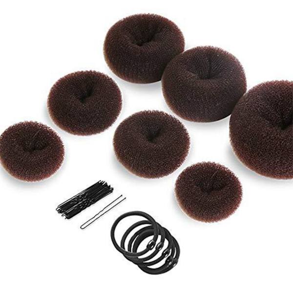 Hårknut Maker Set Olika Storlekar Elastisk Hår Donut Knut Maker Set med Hårband och Hårnålar
