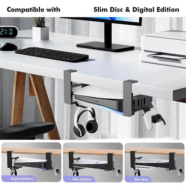 Under Bord Hængende Holder til PS5/til PS5 Slim Spillekonsol Stander