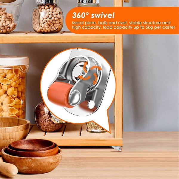 0.5In Oval Platt Självhäftande Hjul, 360° Vridbara, 20-pack Silver