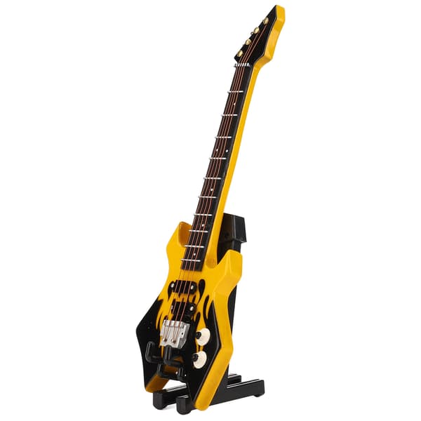 Mini Bass Simulation Klassisk Dekorativt Instrument Samling Miniature Guitar Model til Studie Soveværelse Gul