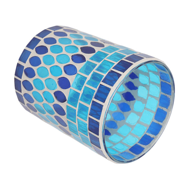 Mosaic Votive ljusstake Handgjord värmeljushållare i glas för heminredning Blå