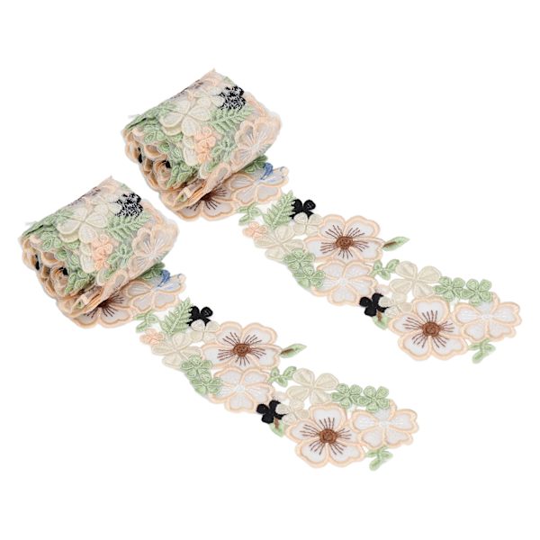 2 st 3D blomma spetskant 2yd lång 2,6 tum bred retrostil blomdesign Organza spetskant för klänning gördel kläder