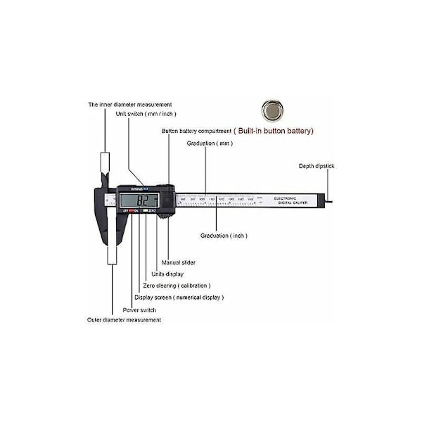 6/150mm LCD Digitaalinen Elektroninen Työntömitta Vernier Mikrometri Mittaustyökalu