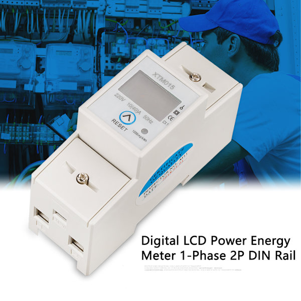 220V 10(40)A Digital 1 fas 2 Ledare 2P Din Rail Elmätare Elektronisk KWh-mätare