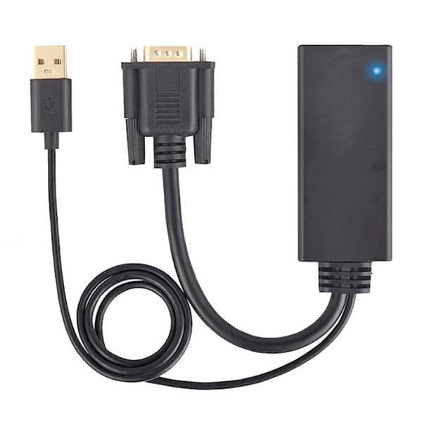 ABS svart VGA til HDMI-konverter USB med lydsvitsjeradapter for datamaskin PC bærbar DVD svart